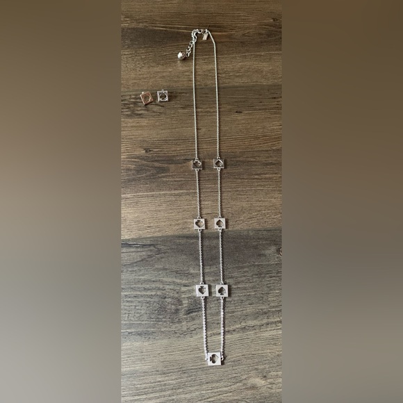 NWOT kate spade Silver Tone Ace Of Spades Hole Punch Earrings & Station Necklace - Picture 2 of 10